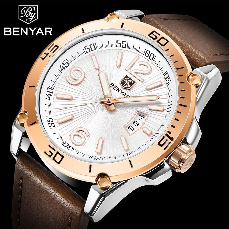 Top Luxury Fashion Mens Watches Quartz Casual Leather Design Sport Analog Waterproof Classic Wrist Watch - Overture Gifts