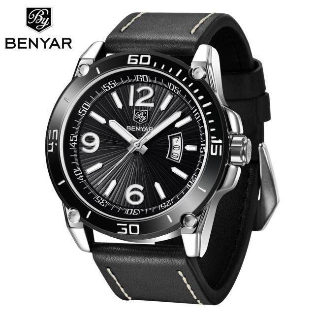 Top Luxury Fashion Mens Watches Quartz Casual Leather Design Sport Analog Waterproof Classic Wrist Watch - Overture Gifts