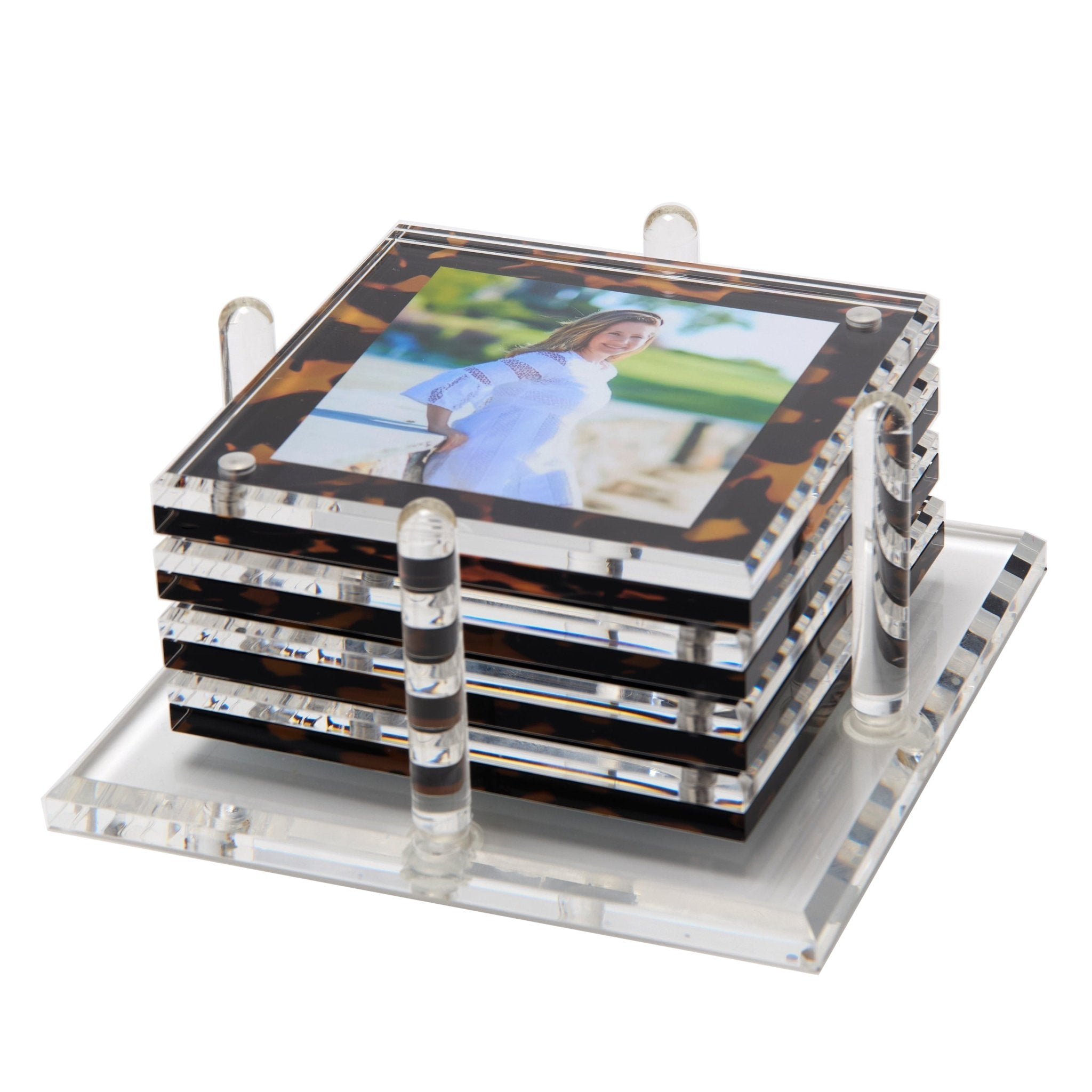 Tortoise Acrylic Photo Drink Coasters