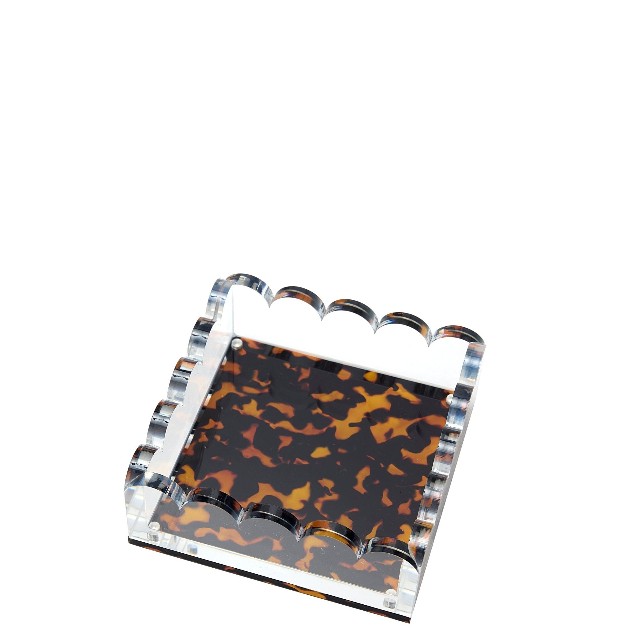 Tortoise Acrylic Small Scallop Photo Tray