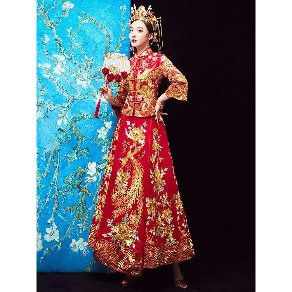Traditional Chinese Dragon and Phoenix Robes Xiuhe Dress