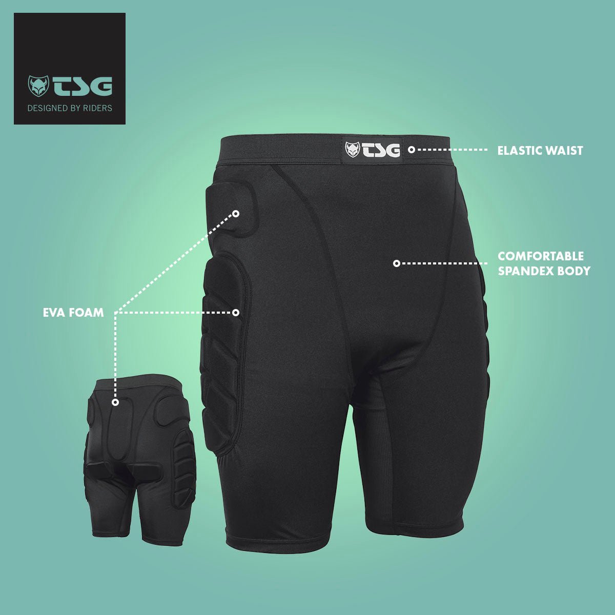 TSG - Protective Shorts - Crash Pant All Terrain - Black - Overture Gifts