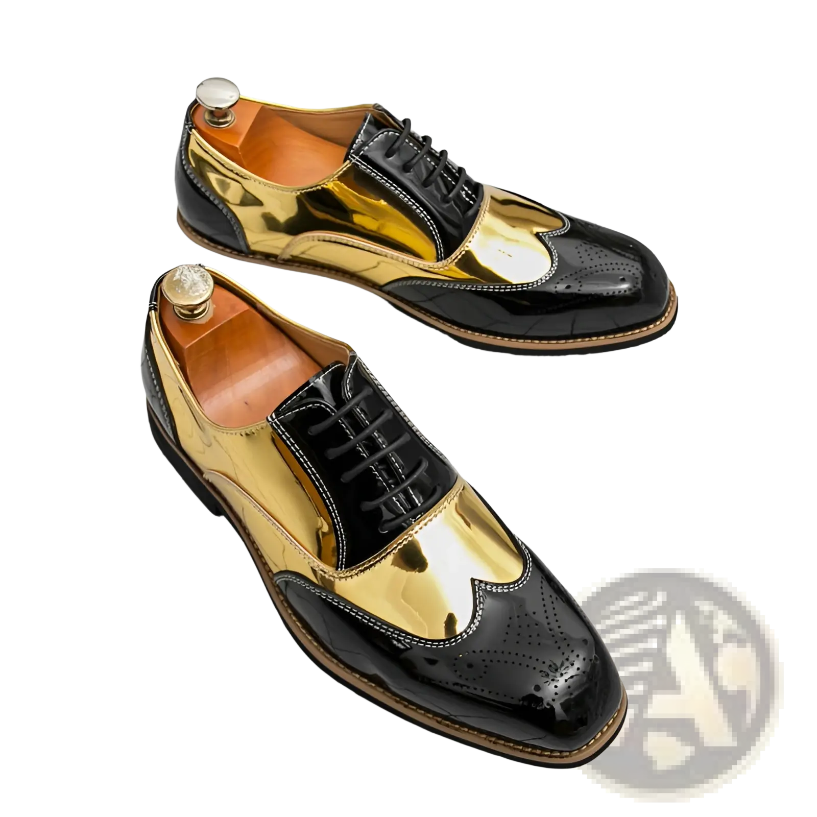 Two-tone Men's Patent Leather Brogue Oxford Shoes
