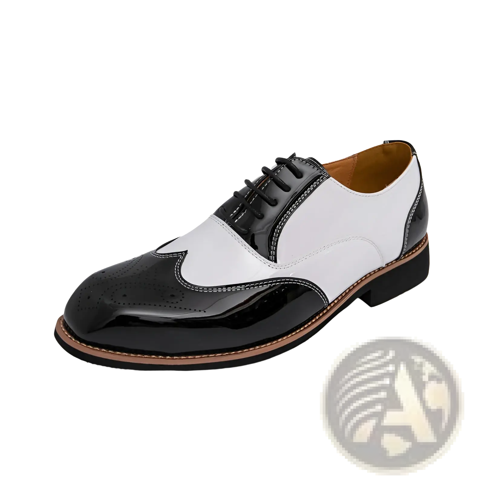 Two-tone Men's Patent Leather Brogue Oxford Shoes