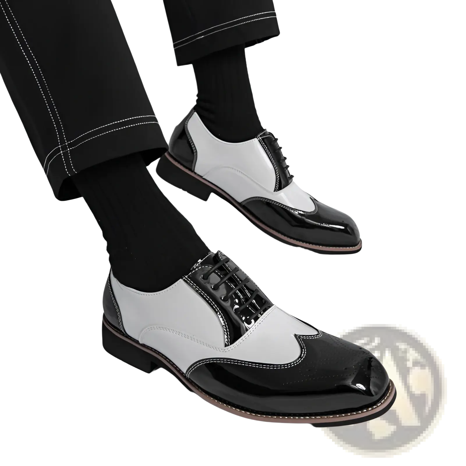 Two-tone Men's Patent Leather Brogue Oxford Shoes