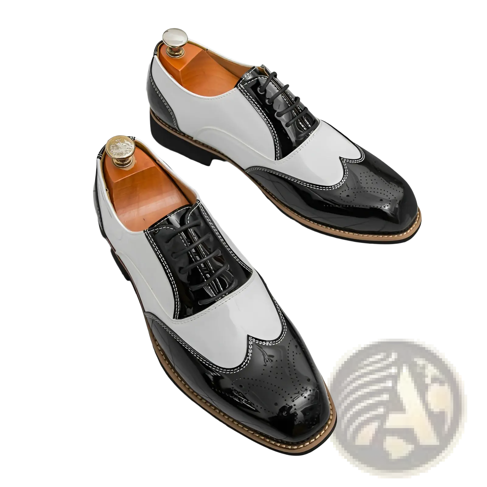 Two-tone Men's Patent Leather Brogue Oxford Shoes