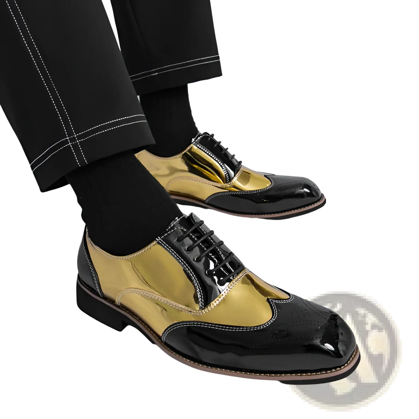 Two-tone Men's Patent Leather Brogue Oxford Shoes