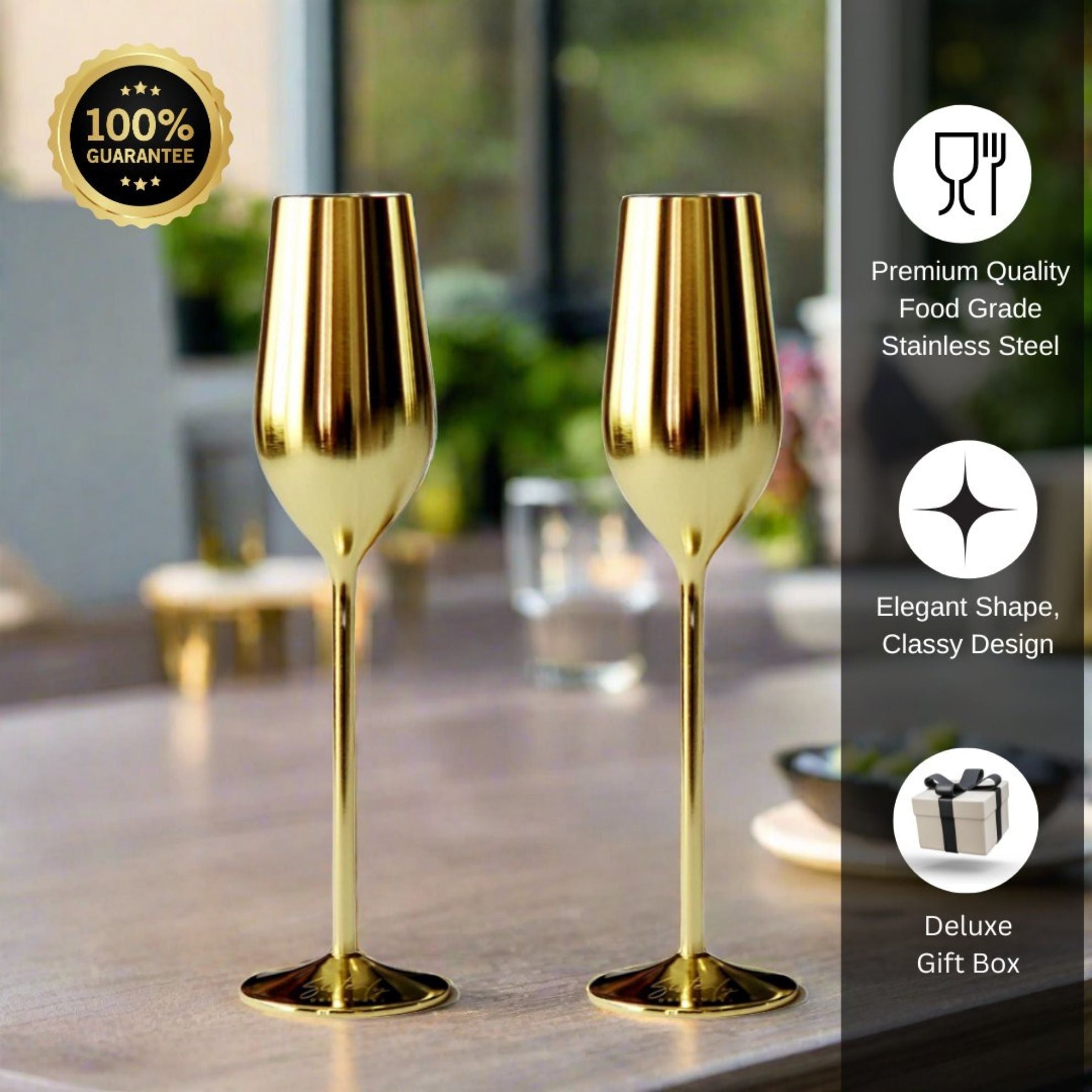 Unbreakable Champagne Flutes (Gold) - Overture Gifts