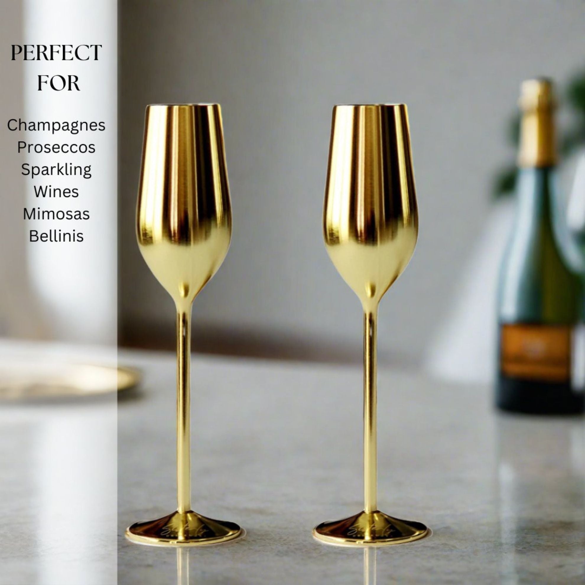 Unbreakable Champagne Flutes (Gold) - Overture Gifts