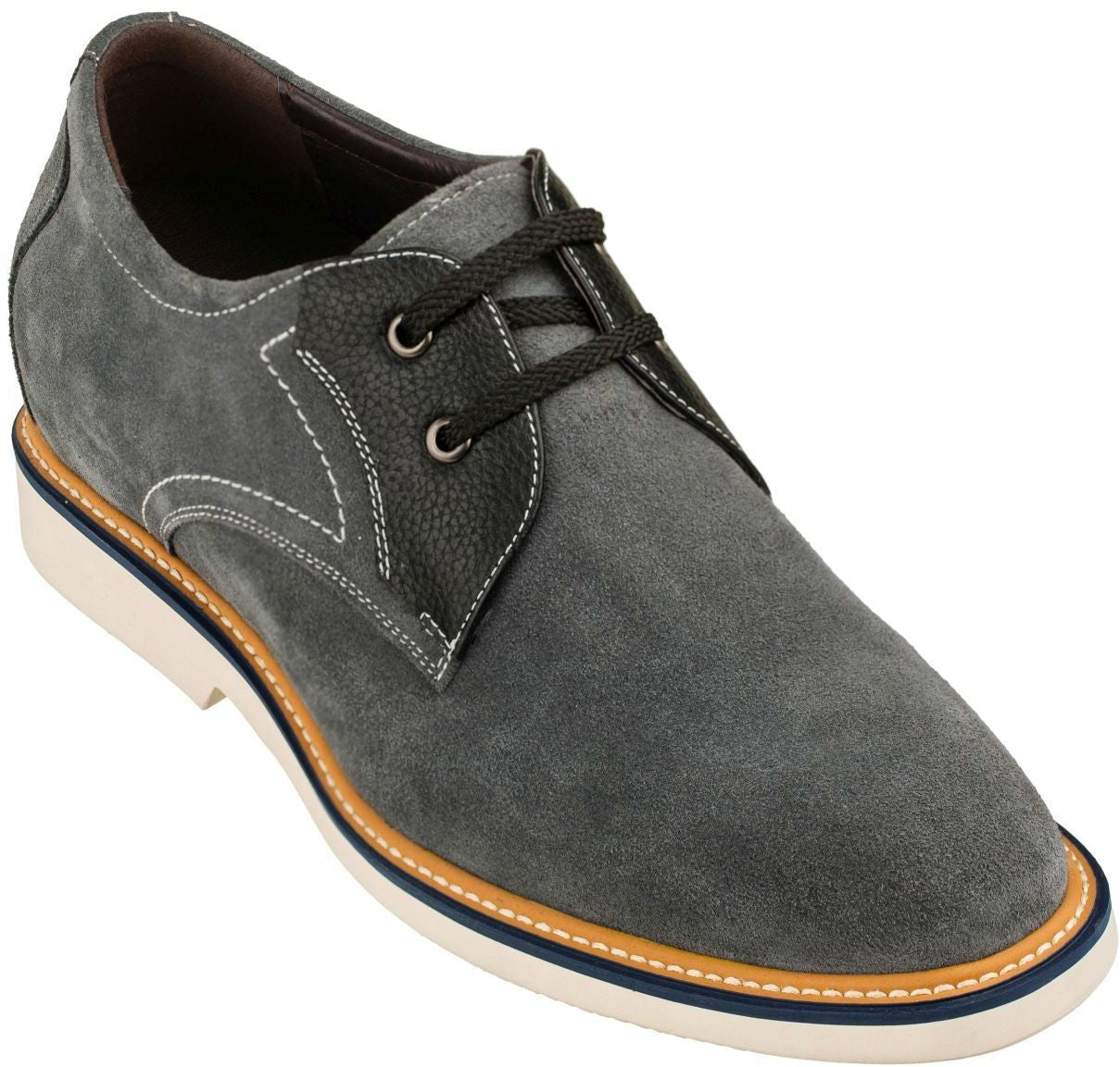 CALTO Business Casual Grey Leather Shoes 2.8 Inch - Y42023