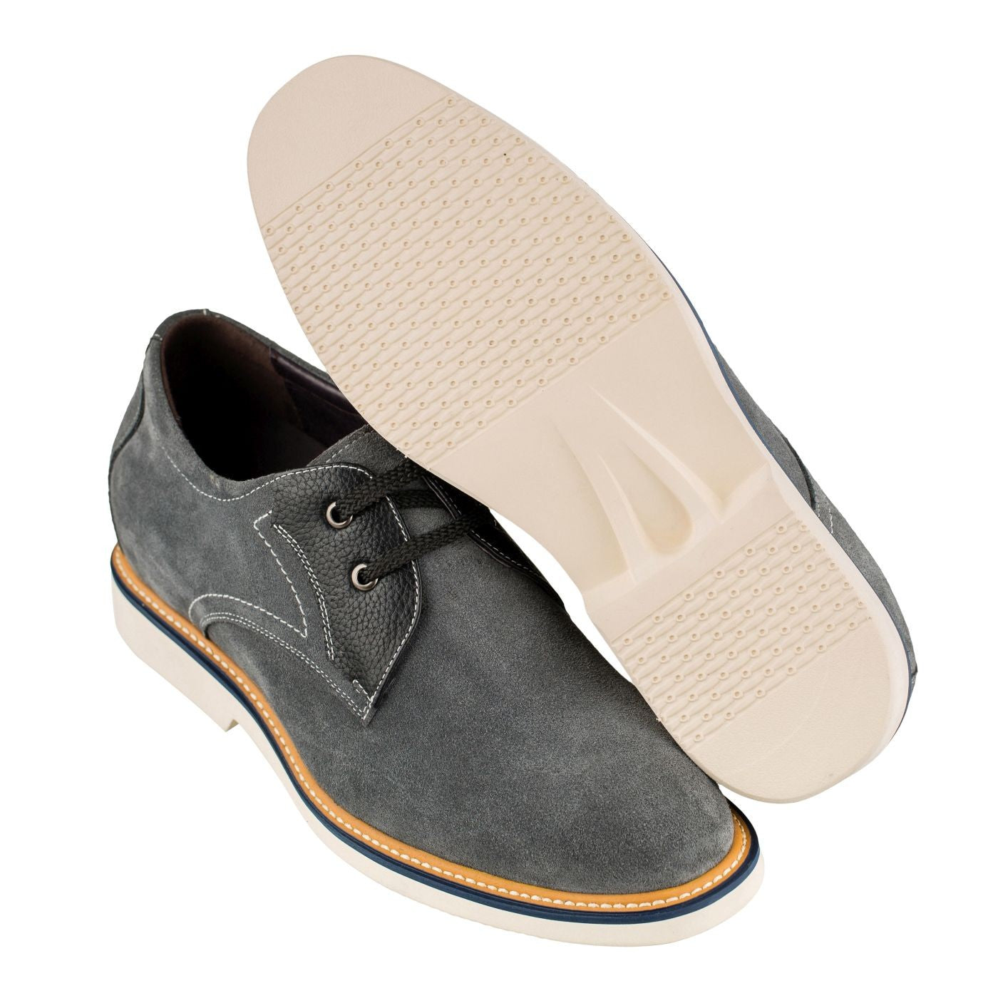 CALTO Business Casual Grey Leather Shoes 2.8 Inch - Y42023