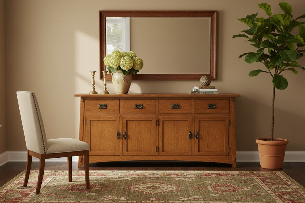 Mission 4 Door 4 Drawer Oak Sideboard - Michaels Cherry