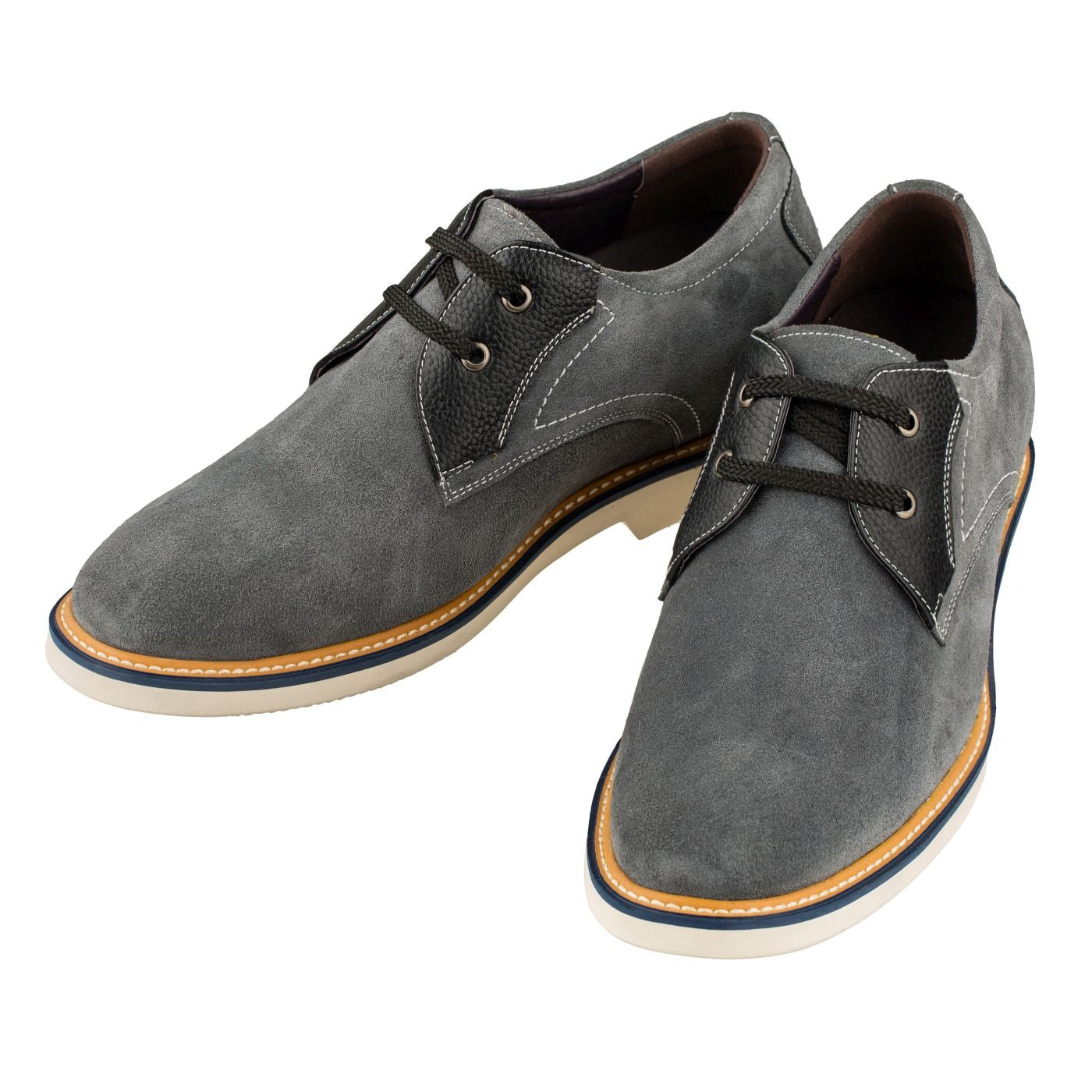CALTO Business Casual Grey Leather Shoes 2.8 Inch - Y42023
