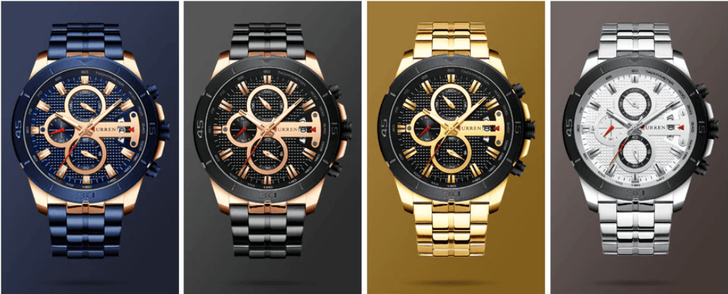 Men's Waterproof Watch With Chronometers Day View And Fluorescent Hands Unique Luxury Design Perfect Gift