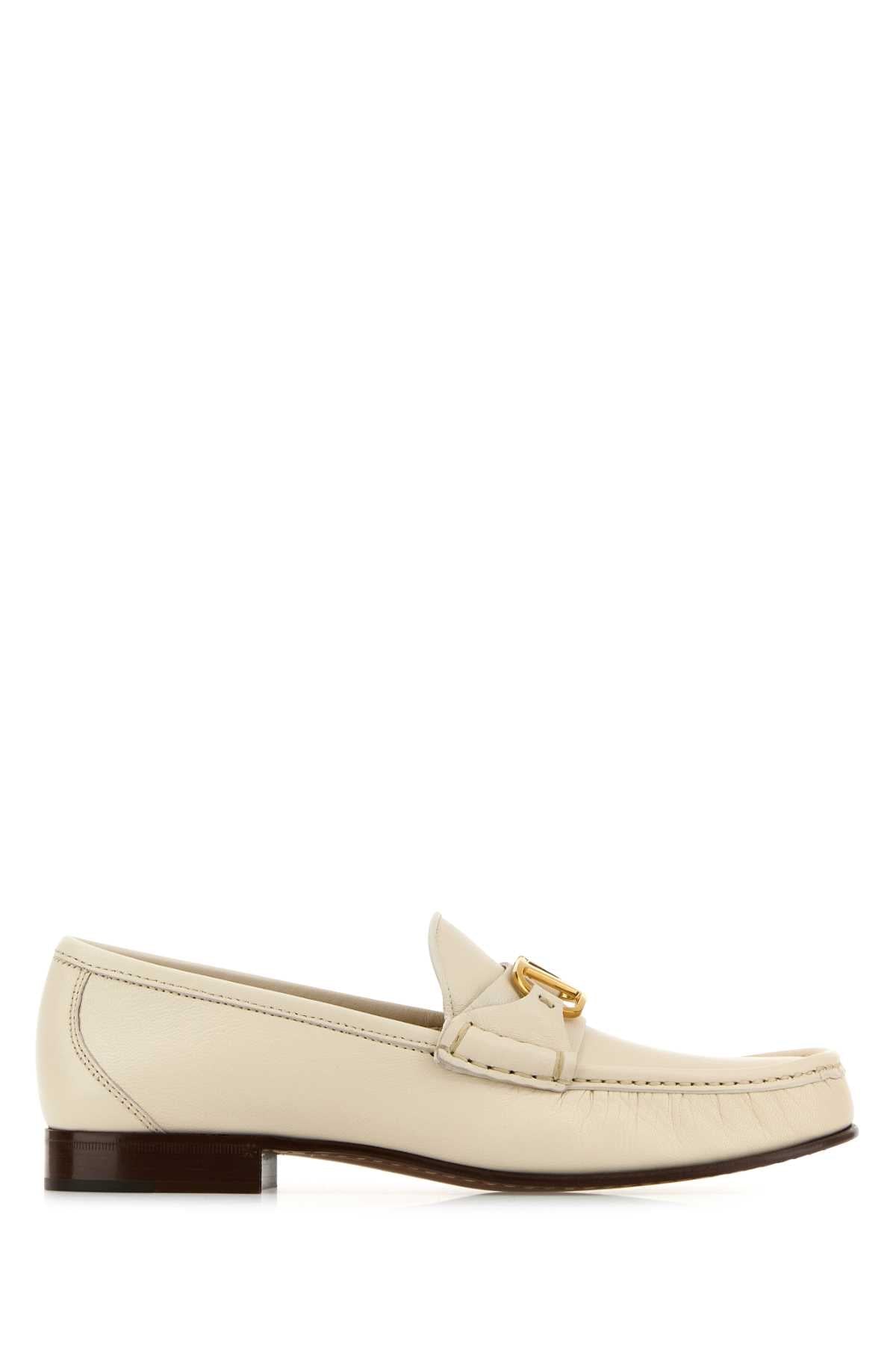 Valentino Garavani Women Ivory Leather Vlogo Loafers - Overture Gifts