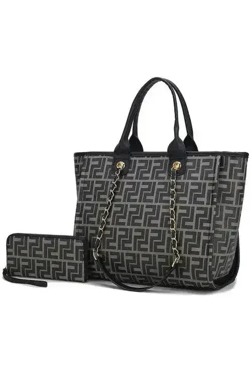 Vegan Leather Tote & Wallet Set - Gold Chain Strap | Femstylo - Overture Gifts
