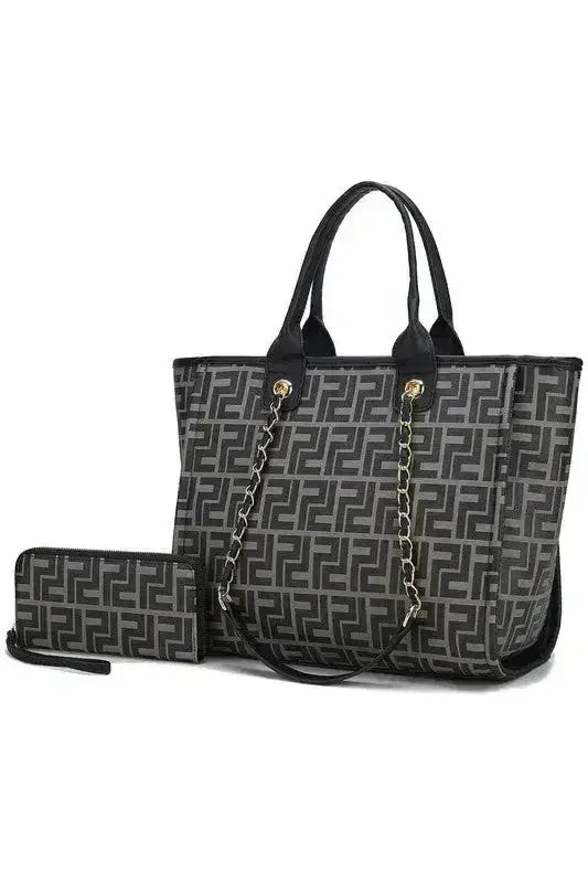 Vegan Leather Tote & Wallet Set - Gold Chain Strap | Femstylo - Overture Gifts