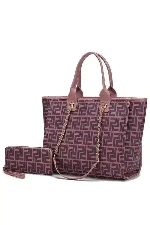 Vegan Leather Tote & Wallet Set - Gold Chain Strap | Femstylo - Overture Gifts