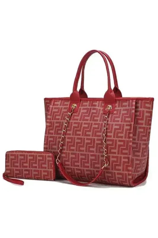 Vegan Leather Tote & Wallet Set - Gold Chain Strap | Femstylo - Overture Gifts