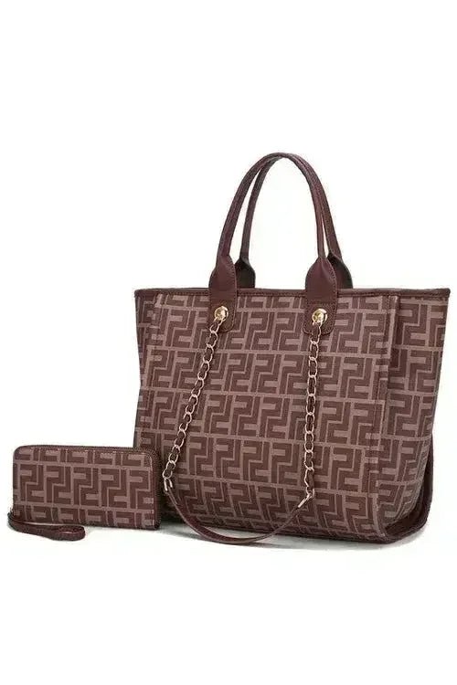 Vegan Leather Tote & Wallet Set - Gold Chain Strap | Femstylo - Overture Gifts