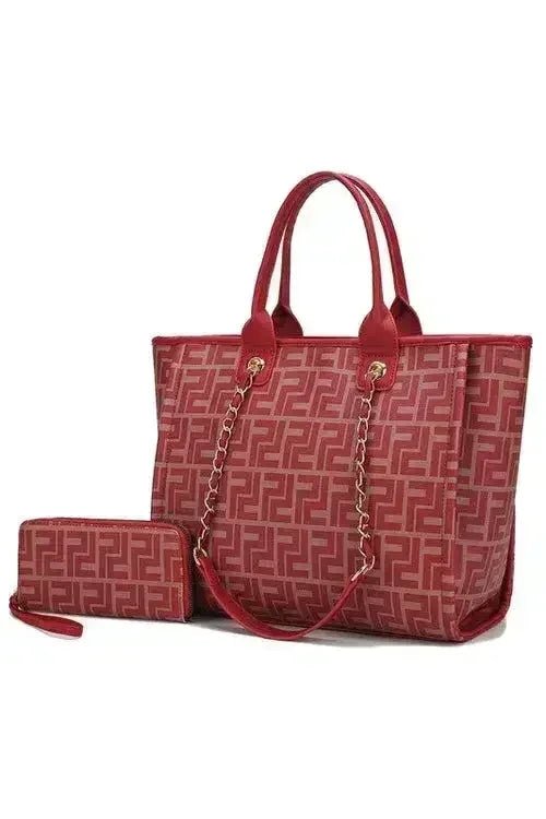 Vegan Leather Tote & Wallet Set - Gold Chain Strap | Femstylo - Overture Gifts