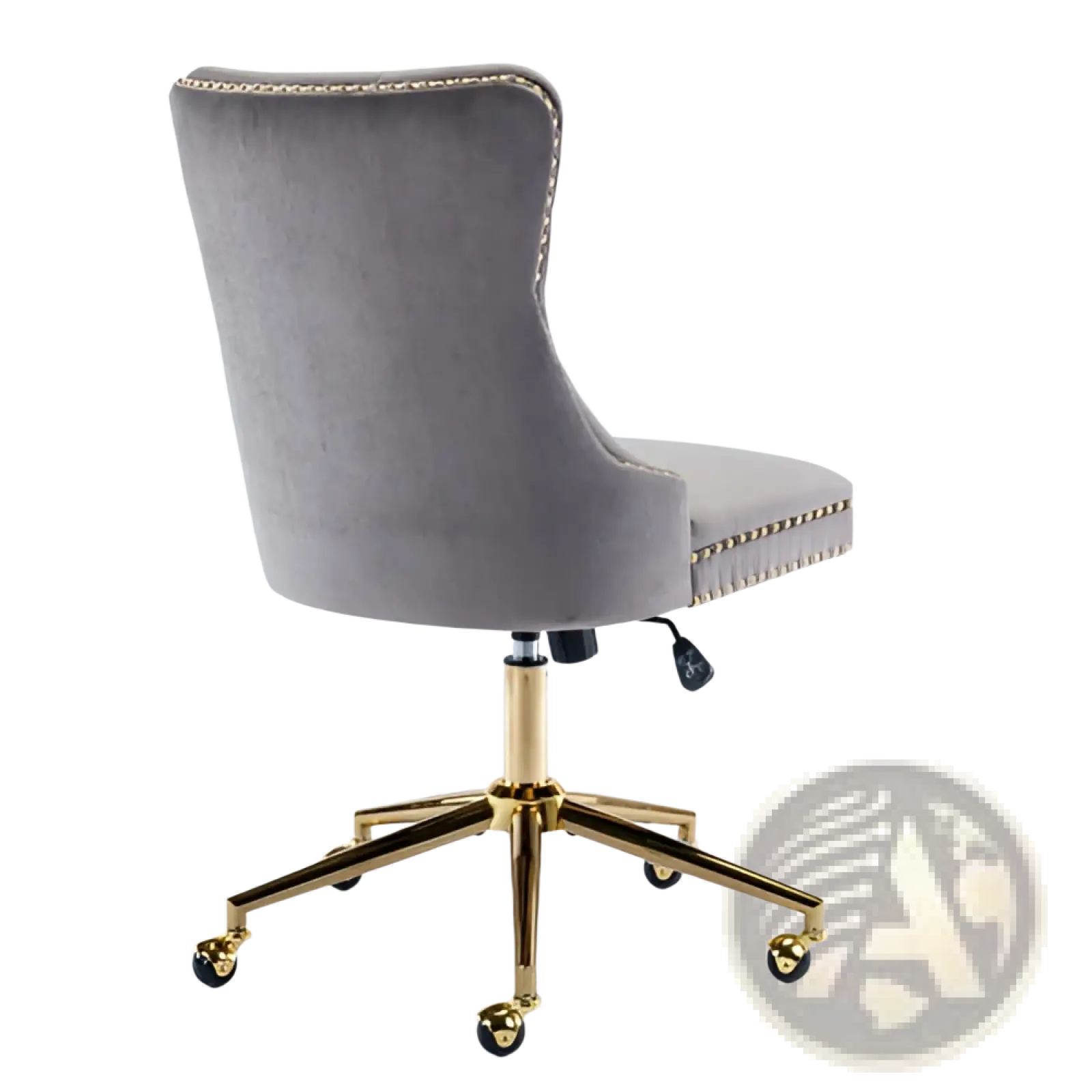 Velvet Office Chair Tufted Gray with Gold Base Swivel