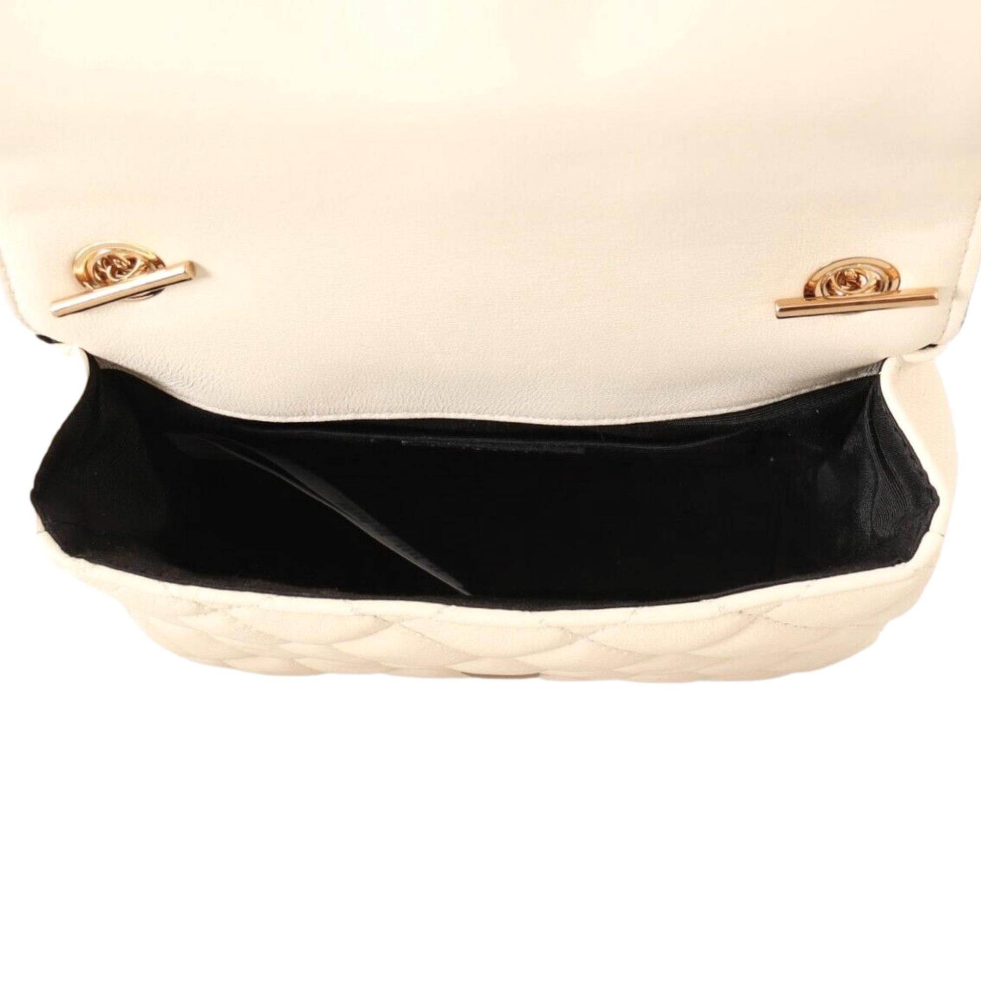 Versace La Medusa Nappa Quilted Beige Leather Small Crossbody Bag Gold Chain