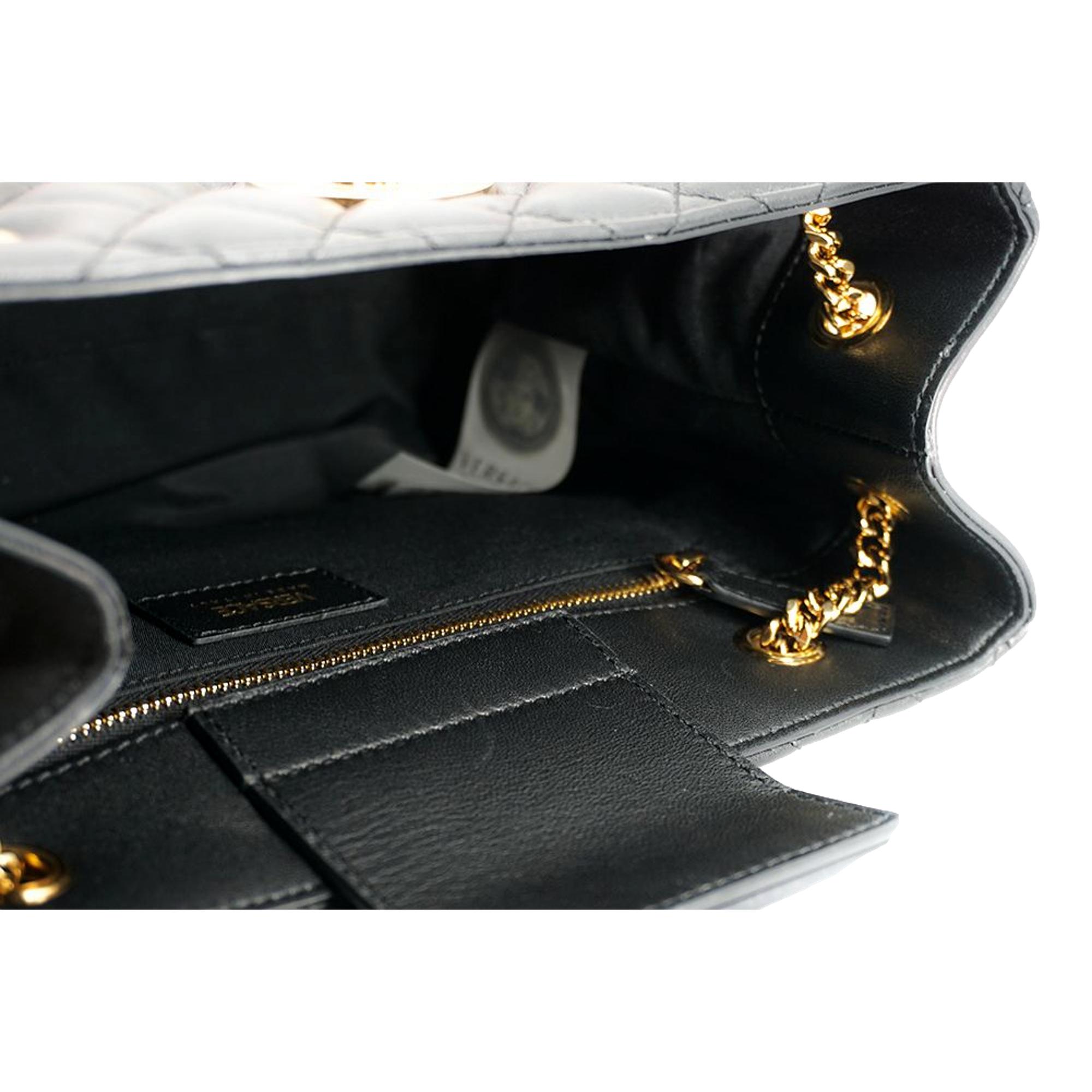 Versace La Medusa Black Quilted Nappa Leather Large Tote Bag