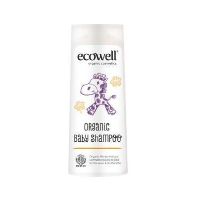 Ecowell Organic Baby Shampoo 300ml - Gentle, Natural Hair & Body Wash for Sensitive Skin - Paraben & SLS Free - Prevents Cradle Cap