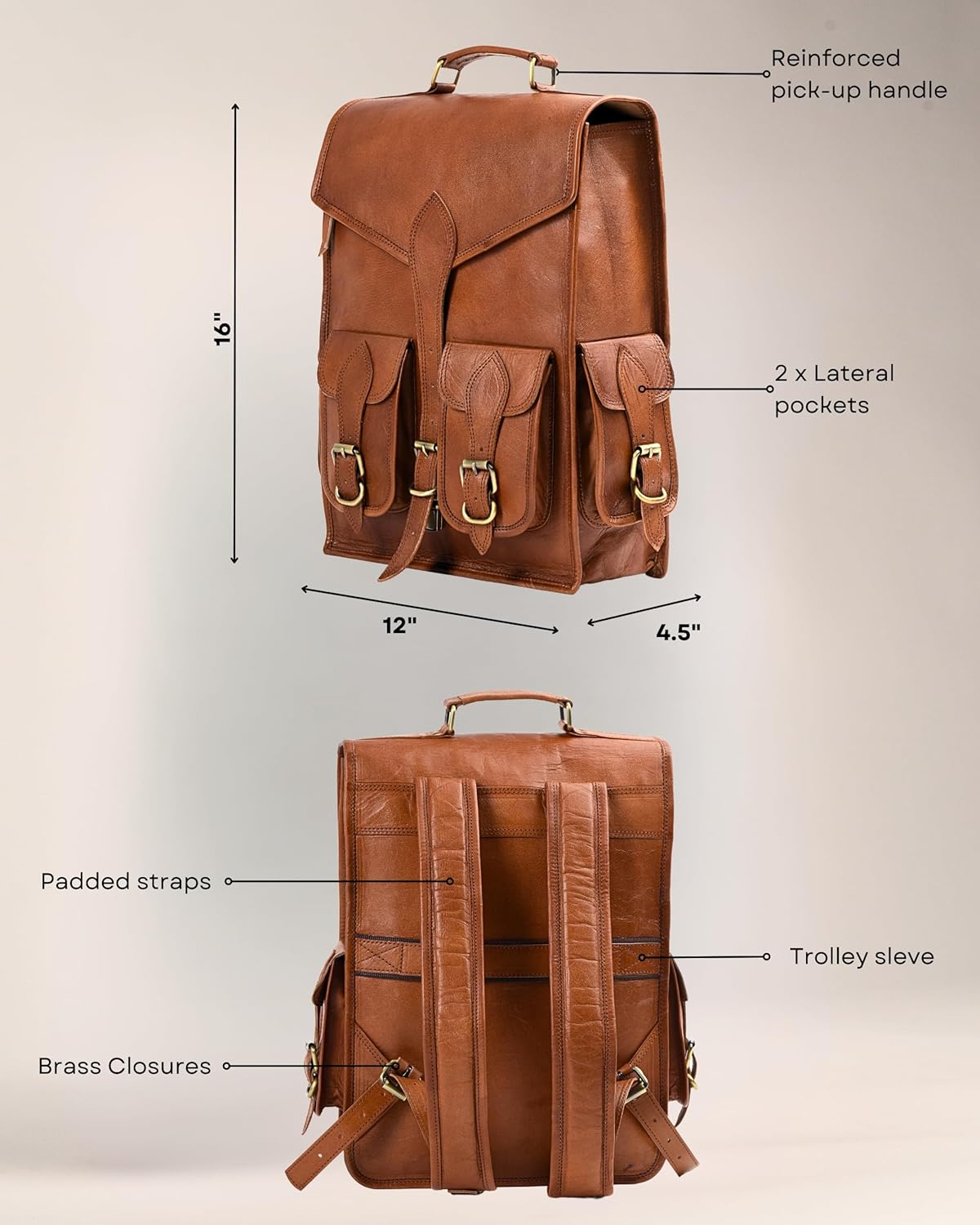 Vintage Leather Backpack Rucksack - Overture Gifts
