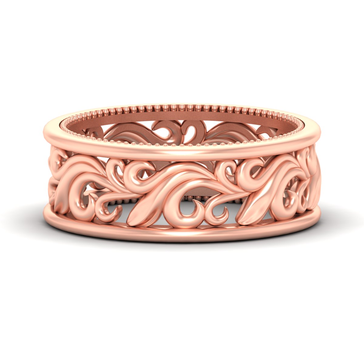 Antique Mens Wide Filigree Band