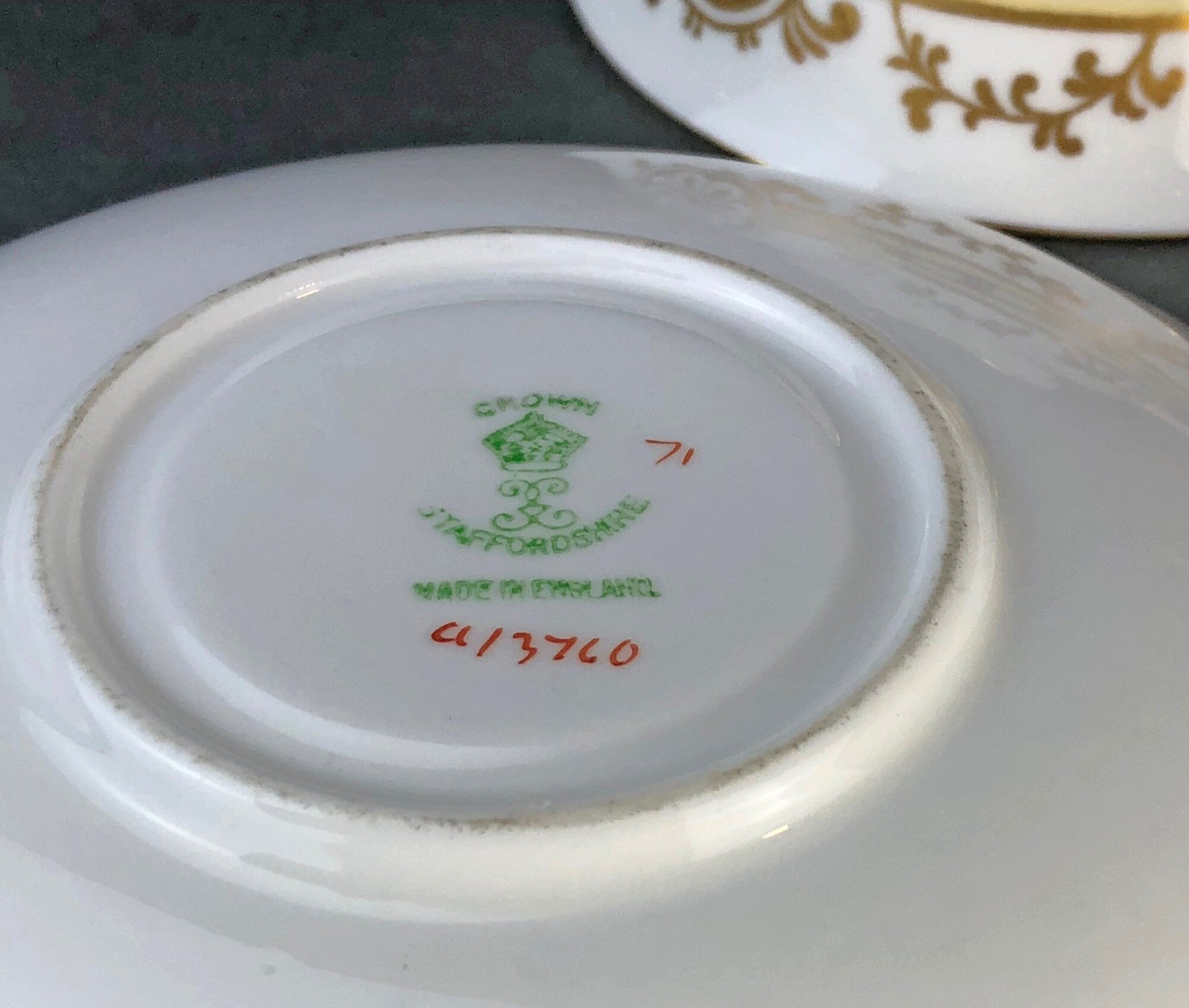 Vintage Staffordshire Tea Trio: Green, Gold, and Pink Porcelain Set - Overture Gifts