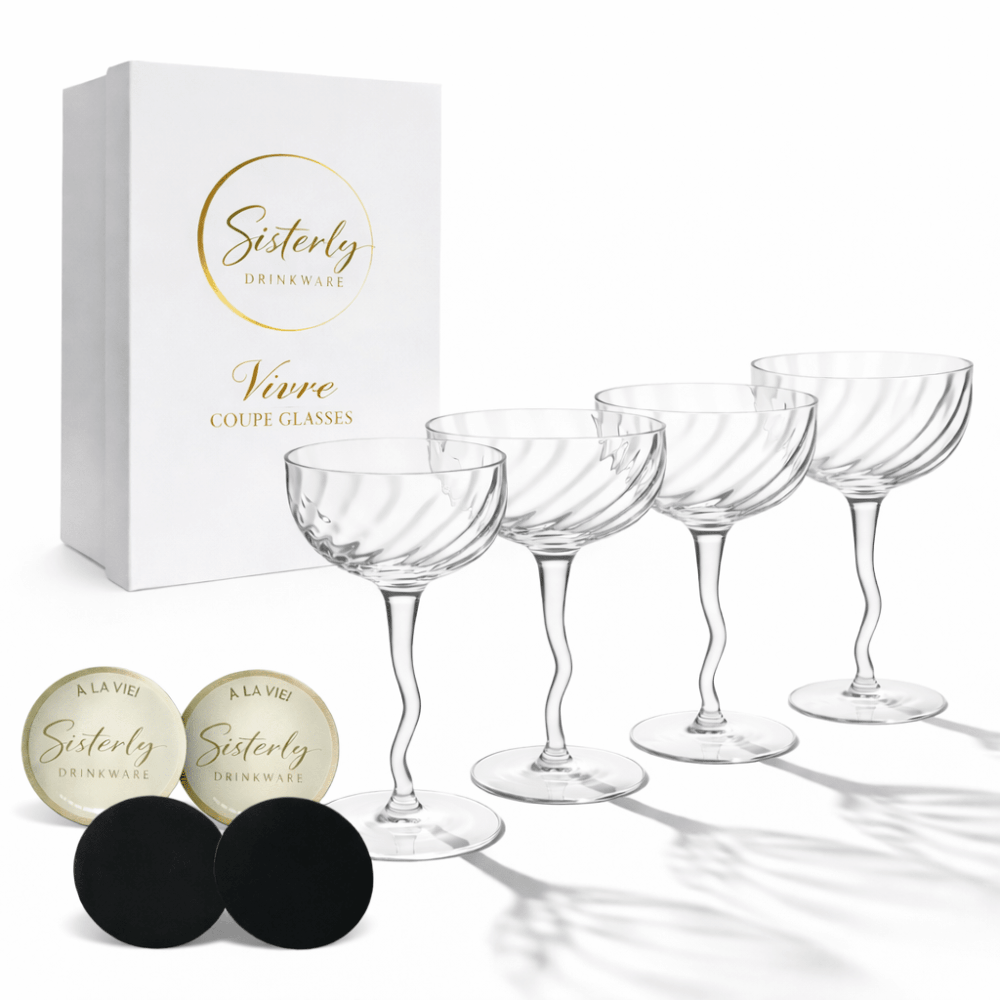 Vivre Luxury Crystal Coupe Glasses – Set of 4 - Overture Gifts