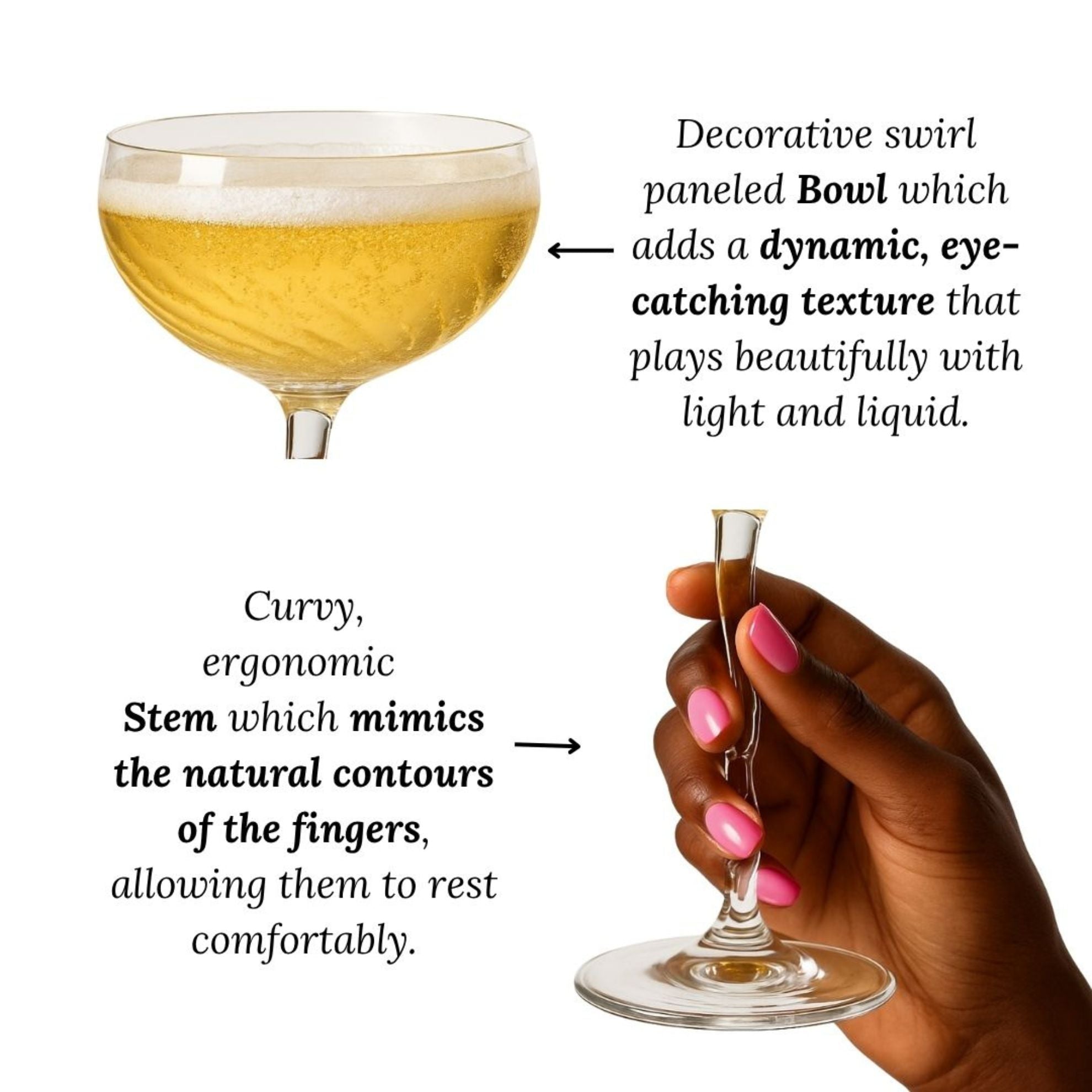Vivre Luxury Crystal Coupe Glasses – Set of 4 - Overture Gifts