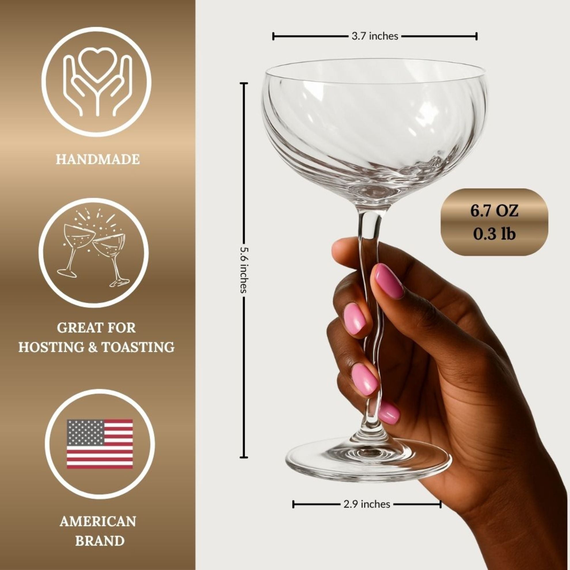 Vivre Luxury Crystal Coupe Glasses – Set of 4 - Overture Gifts