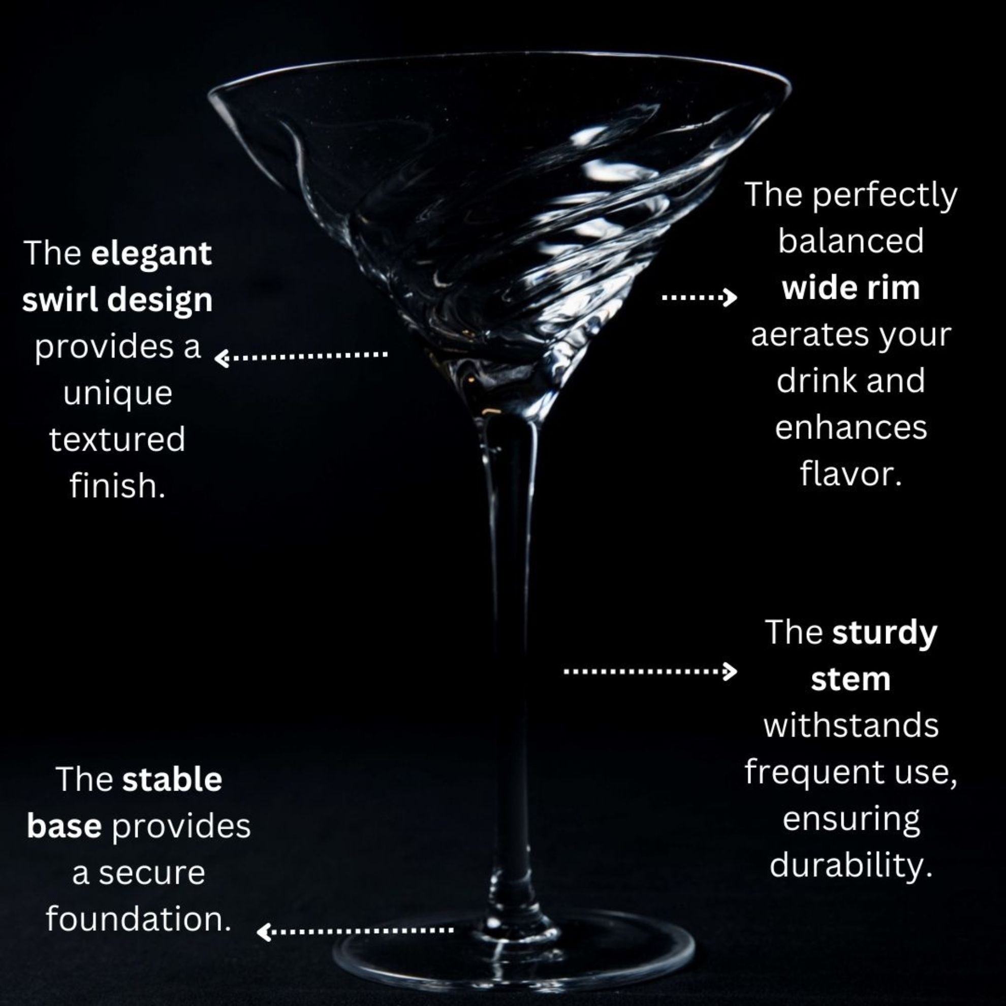 Vortex Crystal Martini Glasses – Set of 2 Luxury Stemware - Overture Gifts