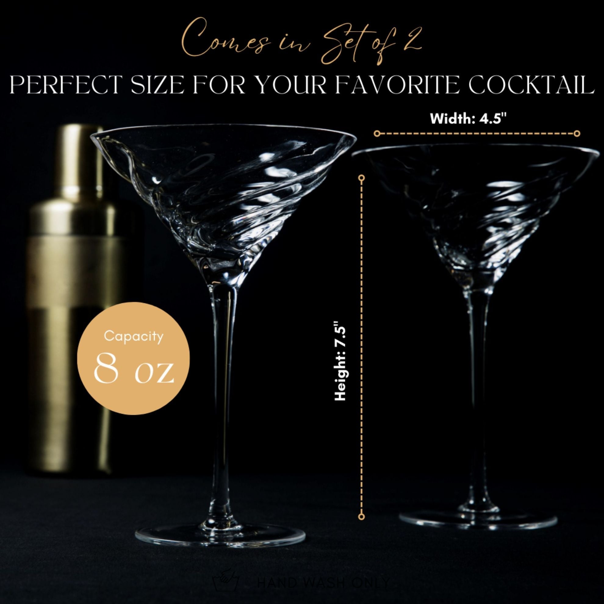 Vortex Crystal Martini Glasses – Set of 2 Luxury Stemware - Overture Gifts
