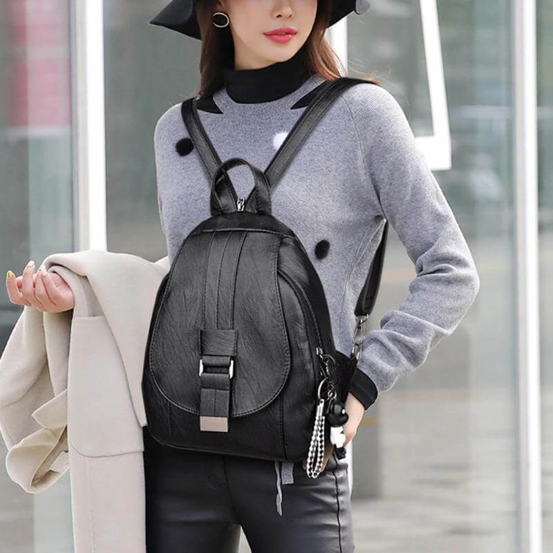 Genuine Leather Backpack for Women Water Resistant Anti Theft Travel Bag