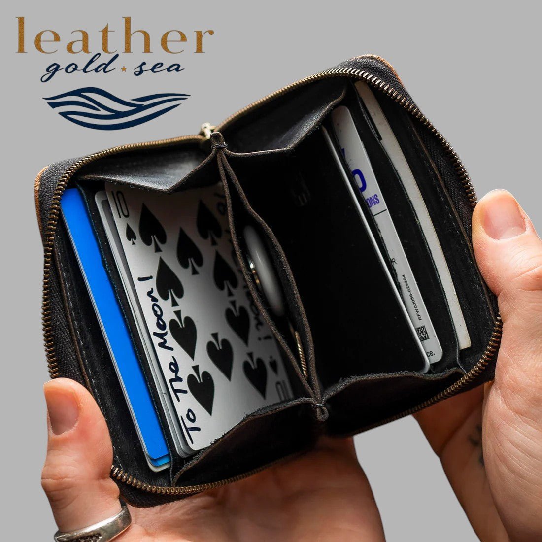 Wallet for Men with Zip – Brown genuine leather - Overture Gifts