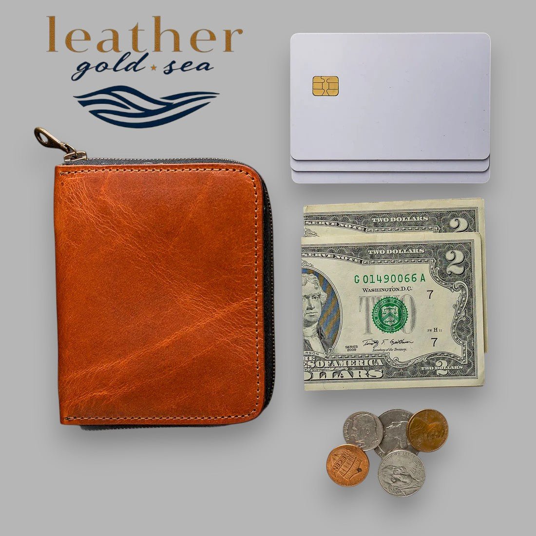 Wallet for Men with Zip – Brown genuine leather - Overture Gifts