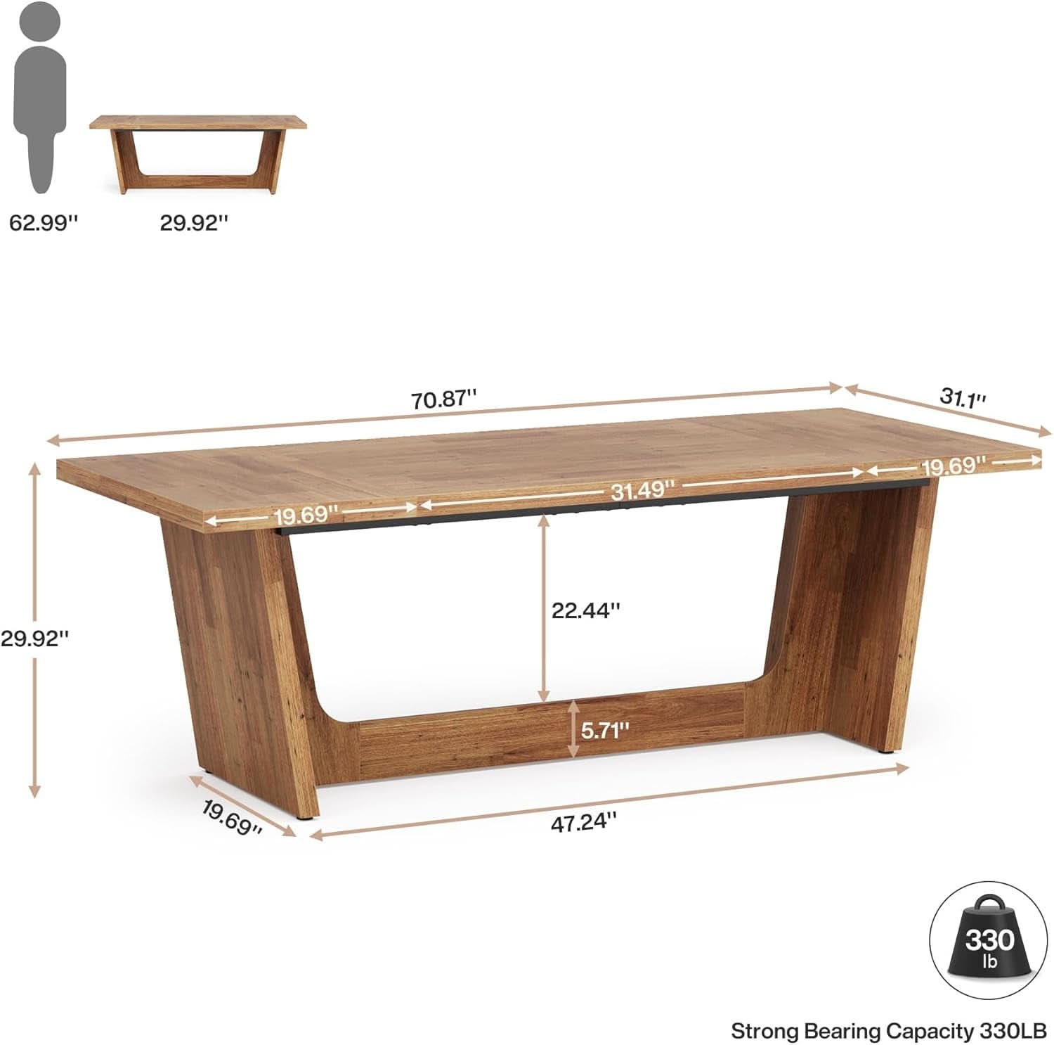 Walnut 70 Inch Executive Desk For Home Office Workspace - Overture Gifts