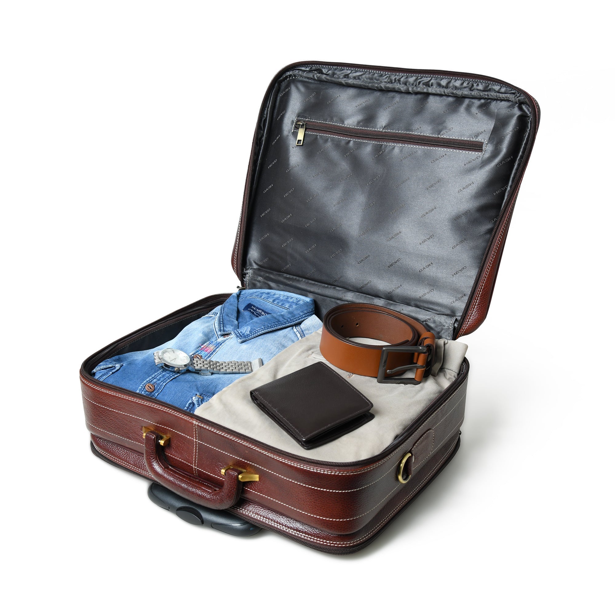 Wanderer Leather Trolly Suitcase Bag - Overture Gifts