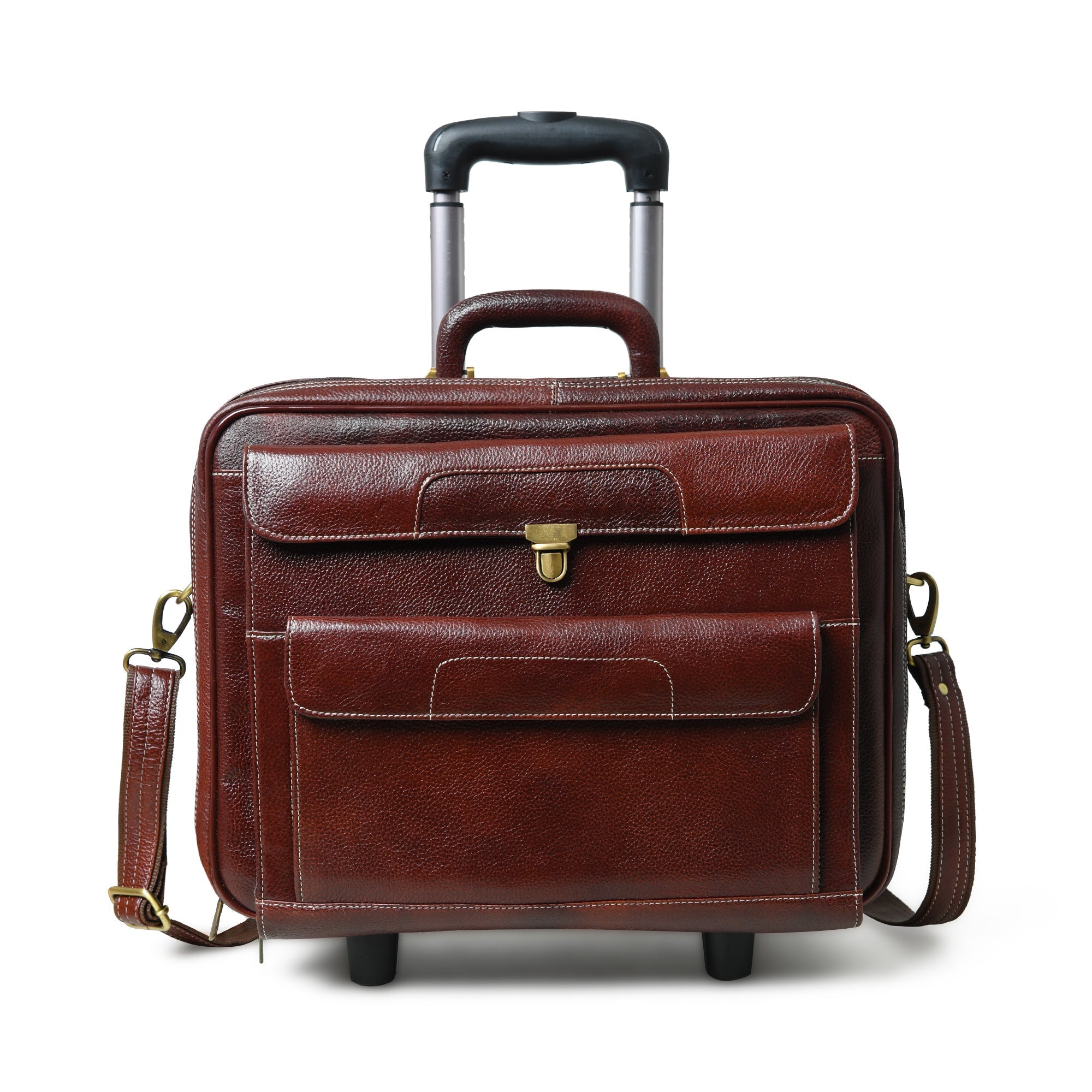 Wanderer Leather Trolly Suitcase Bag - Overture Gifts