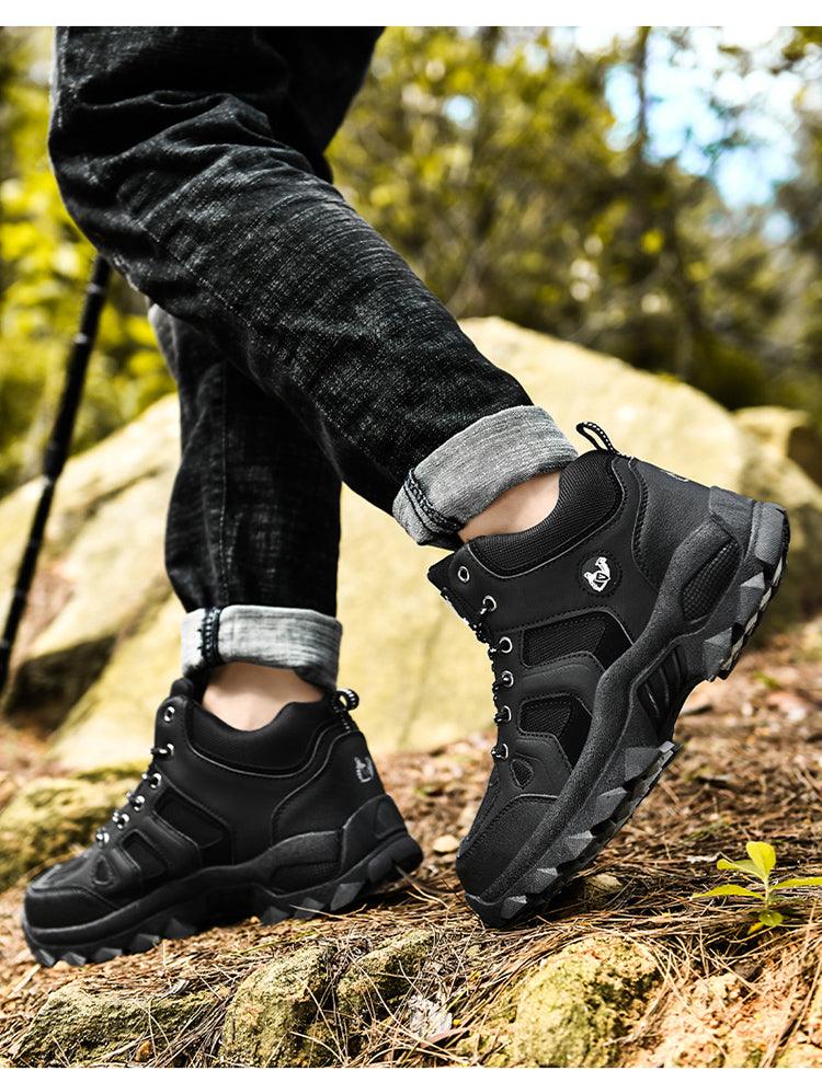 Winter Ankle Boots Mens Snow Warm Fur Leather Hiking Boots Outdoor Hunting Men's Work Warm Hiking Boots High Top Winter Outdoor Walking Lace Up Anti-Slip Breathable Ankle Booties For Mens - Overture Gifts