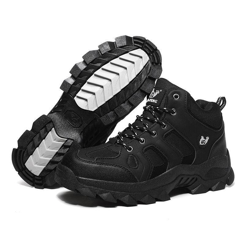 Winter Ankle Boots Mens Snow Warm Fur Leather Hiking Boots Outdoor Hunting Men's Work Warm Hiking Boots High Top Winter Outdoor Walking Lace Up Anti-Slip Breathable Ankle Booties For Mens - Overture Gifts