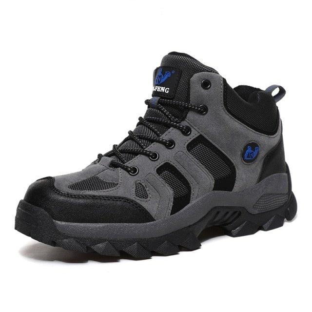 Winter Ankle Boots Mens Snow Warm Fur Leather Hiking Boots Outdoor Hunting Men's Work Warm Hiking Boots High Top Winter Outdoor Walking Lace Up Anti-Slip Breathable Ankle Booties For Mens - Overture Gifts