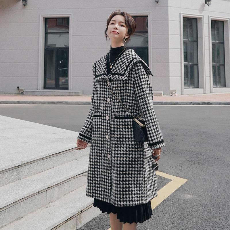 Winter Loose Navy Collar Woolen Coat - Overture Gifts