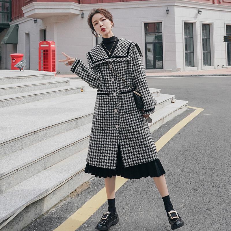 Winter Loose Navy Collar Woolen Coat - Overture Gifts