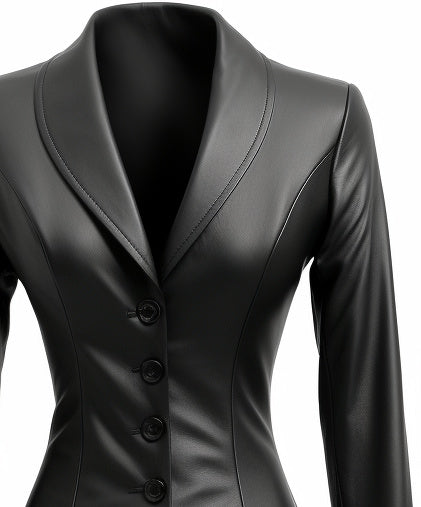 Women’s Black Leather Slim Fit Coat