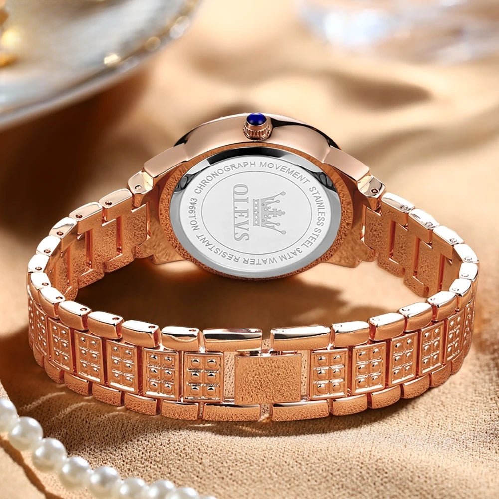 Women's Rose Gold Crystal Roman Numeral Watch Elegant - Overture Gifts